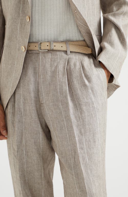 Shop Brunello Cucinelli Wide Chalk Stripe Trousers In Yuta