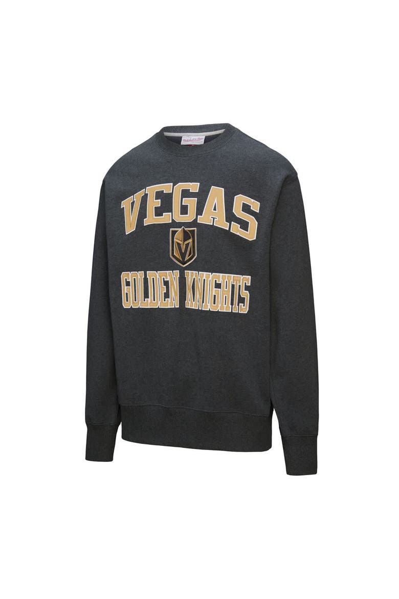 Men's Mitchell & Ness Black Vegas Golden Knights Playoff Win Fleece Pullover Sweatshirt, Alternate, color, Charcoal