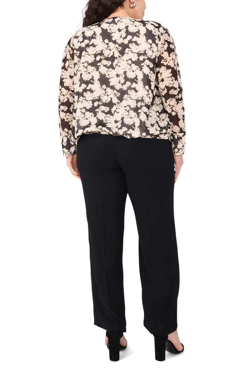 Vince Camuto Bead Detail Floral Wrap Front Chiffon Top, Alternate, color, Rich Black