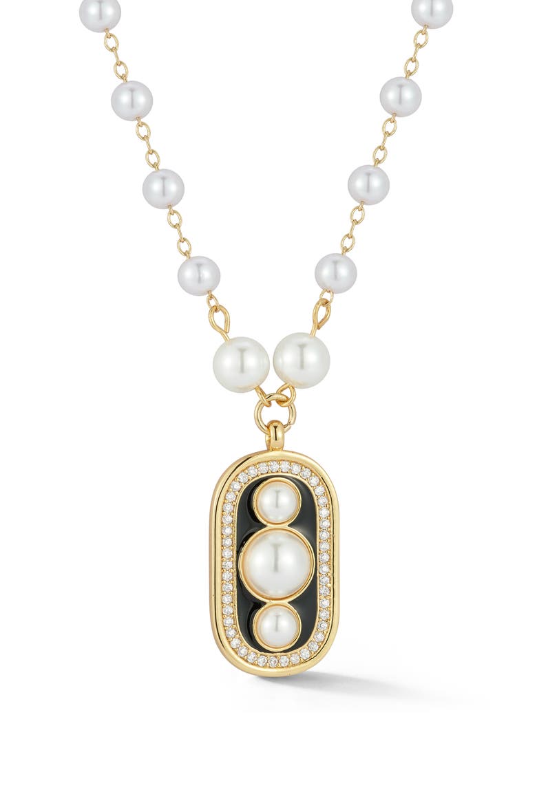 Faux Pearl Pendant Necklace, Main, color, GOLD