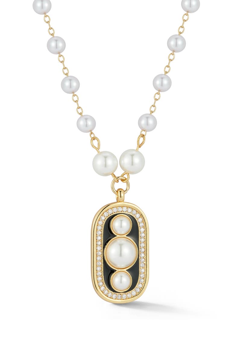 CHLOE AND MADISON Faux Pearl Pendant Necklace, Main, color, 
