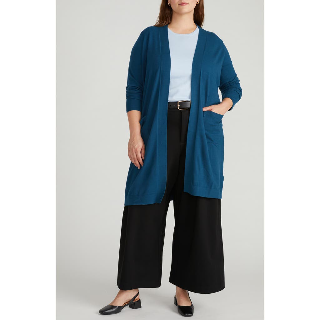 Universal Standard Long Open Front Cardigan In Blue