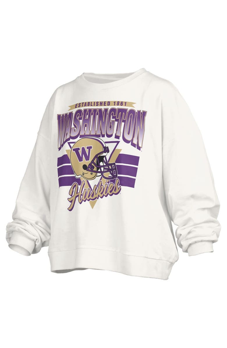 PRESSBOX Women's Pressbox White Washington Huskies Oversized Janice Retro Waist-Length Pullover Sweatshirt, Alternate, color, White