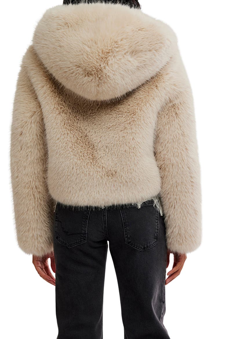 Louder Please Hooded Faux Fur Jacket, Alternate, color, IVORY