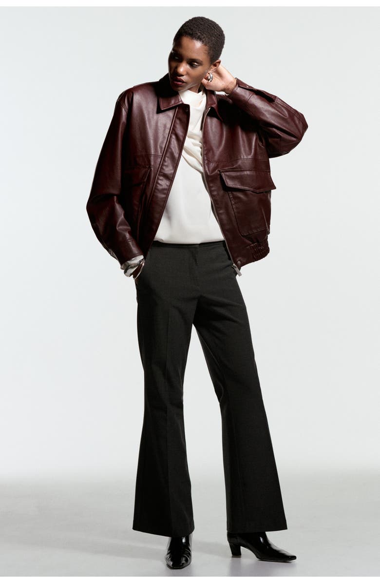 H&M Flared Tailored Trousers, Alternate, color, Charcoal Gray