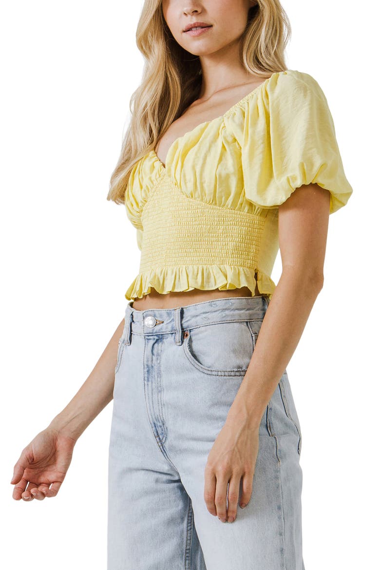 Sweetheart Smocked Puff Sleeve Top, Alternate, color, YELLOW