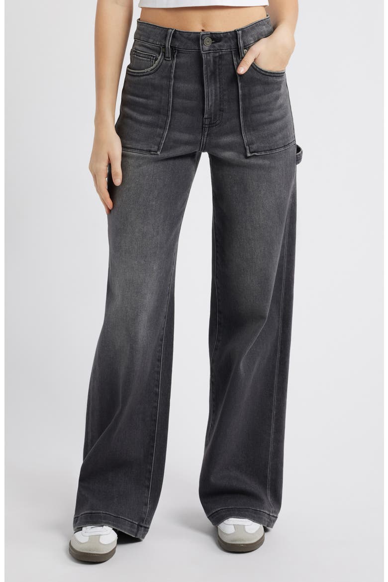 High Waist Carpenter Jeans, Main, color, GREY