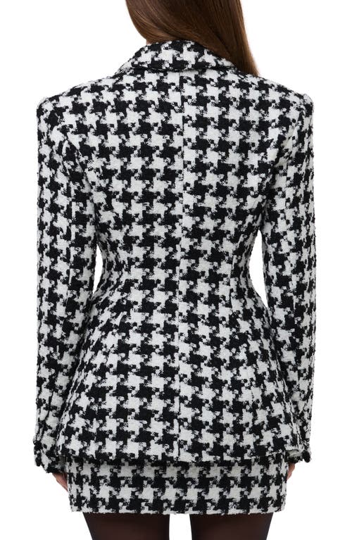 Naked Wardrobe Houndstooth Check Tweed Blazer In Black