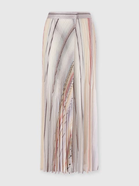 Striped Pleated Wrap Skirt