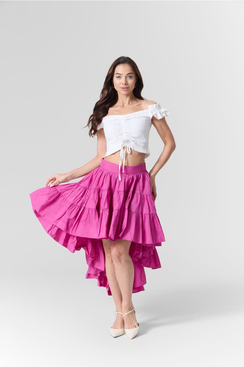 Off-Shoulder Top & Skirt Set, Main, color, Pink