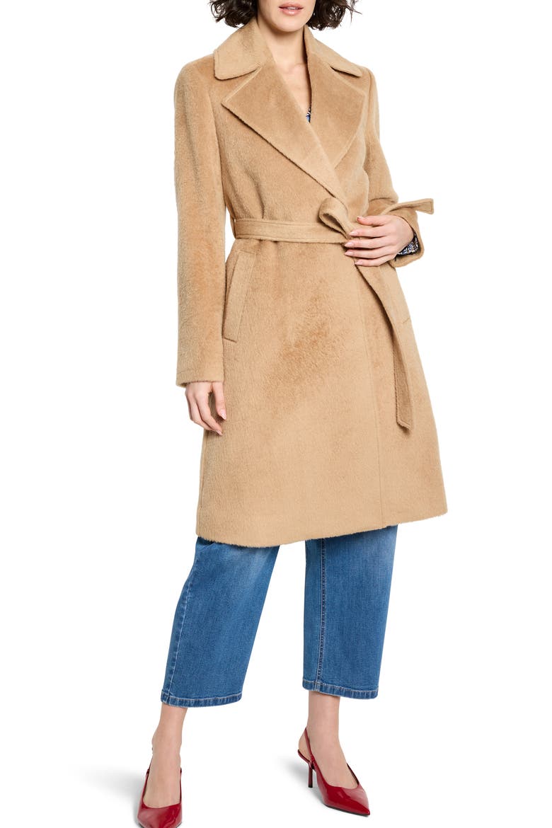 Wool Blend Belted Wrap Coat, Main, color, CAMEL