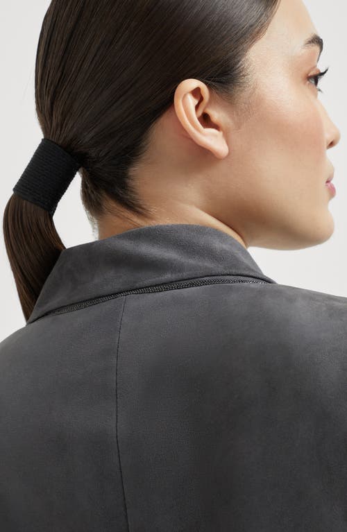 Brunello Cucinelli Suede Single-breasted Blazer In Anthracite