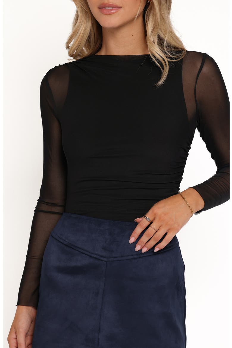 Aine Sheer Mesh Bodysuit, Alternate, color, BLACK