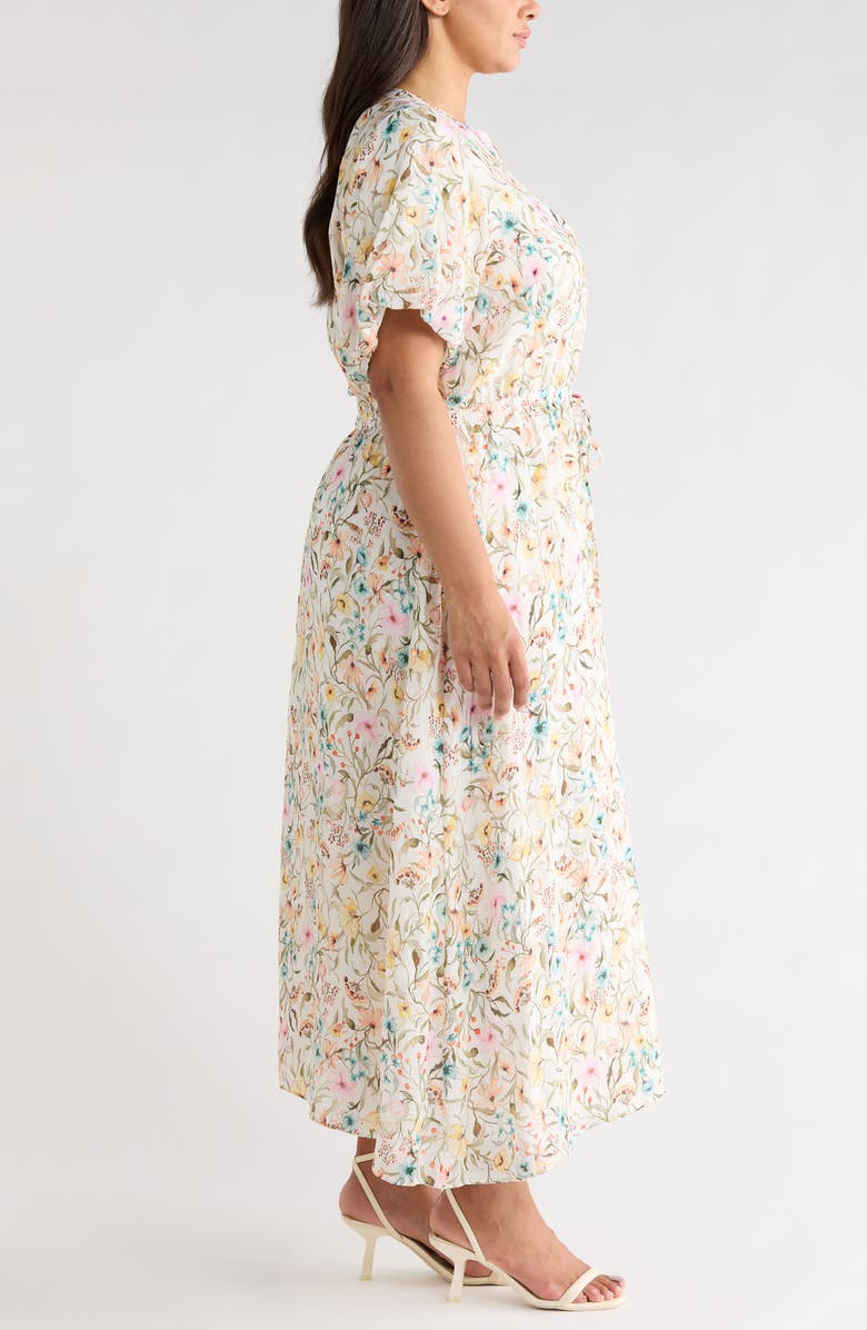 Vince Camuto Print Puff Sleeve Maxi Dress, Alternate, color, Antique White