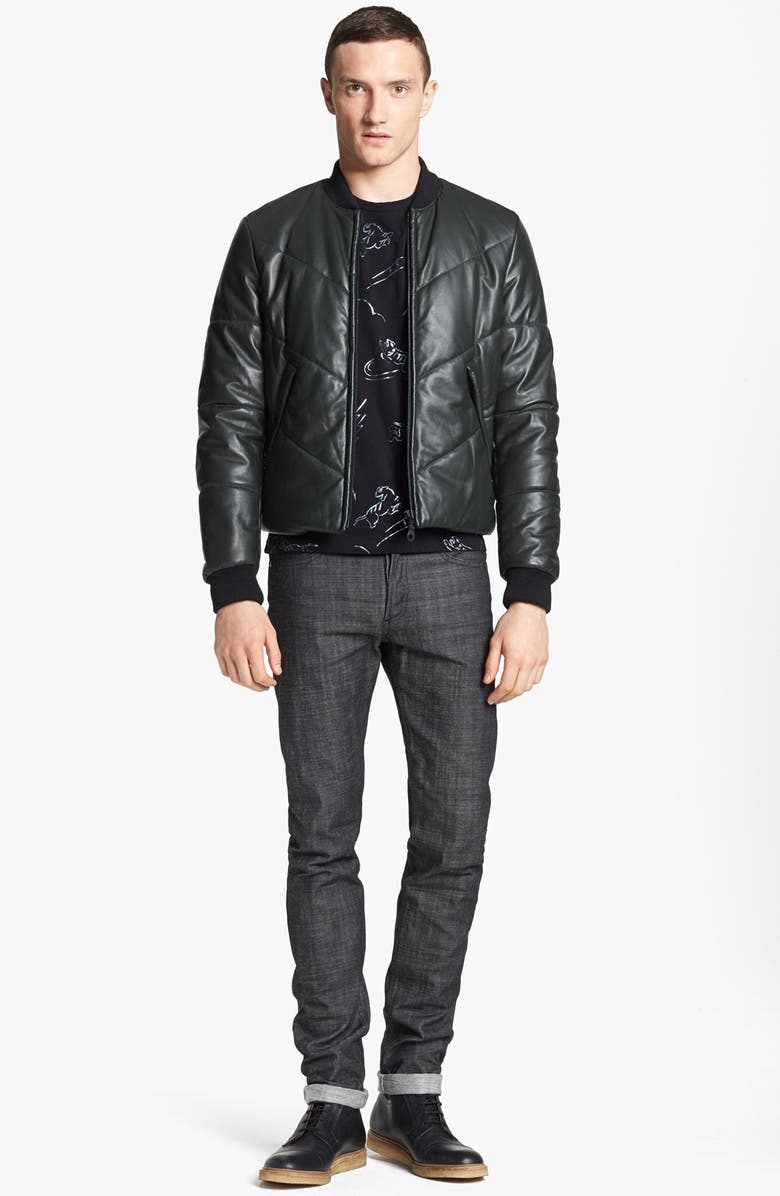 KENZO Quilted Leather Bomber Jacket, Alternate, color, 