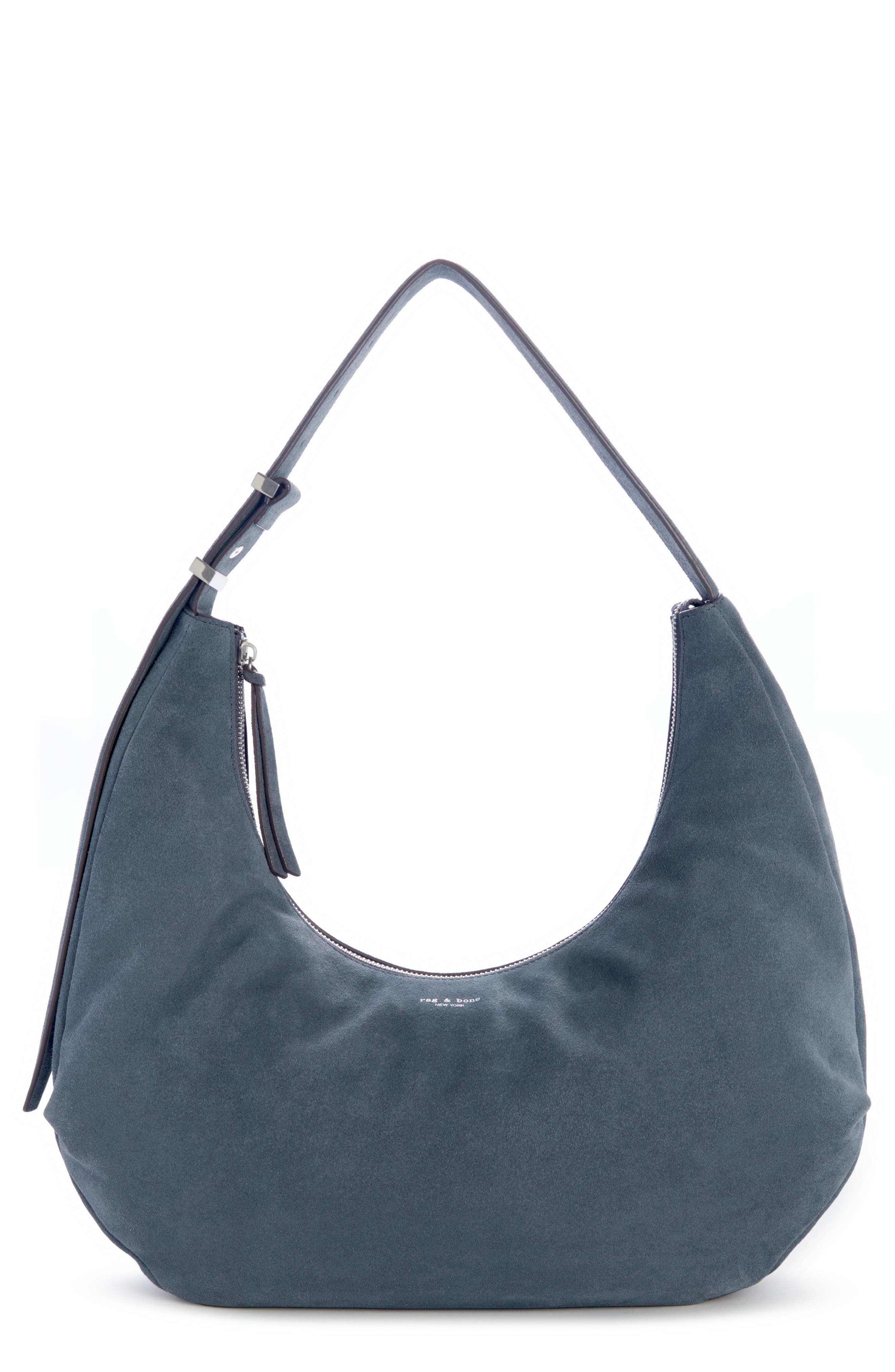 Rag & Bone Large Hudson Suede Hobo Bag In Blue