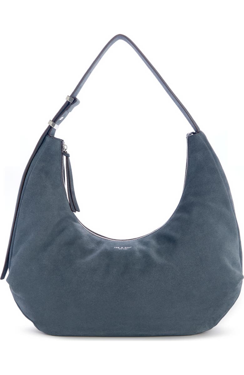 rag & bone Large Hudson Suede Hobo Bag, Main, color, Blue