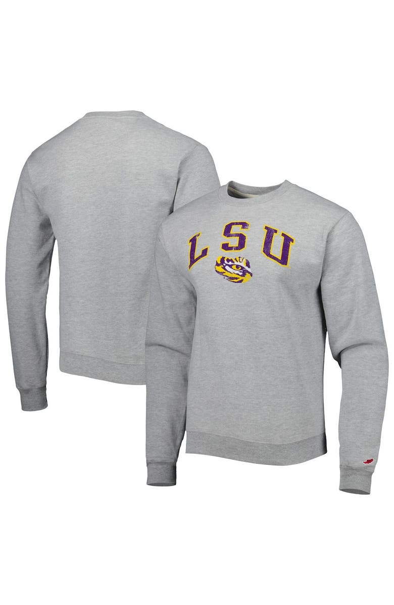 LEAGUE COLLEGIATE WEAR Men's League Collegiate Wear Gray LSU Tigers 1965 Arch Essential Lightweight Pullover Sweatshirt, Main, color, 