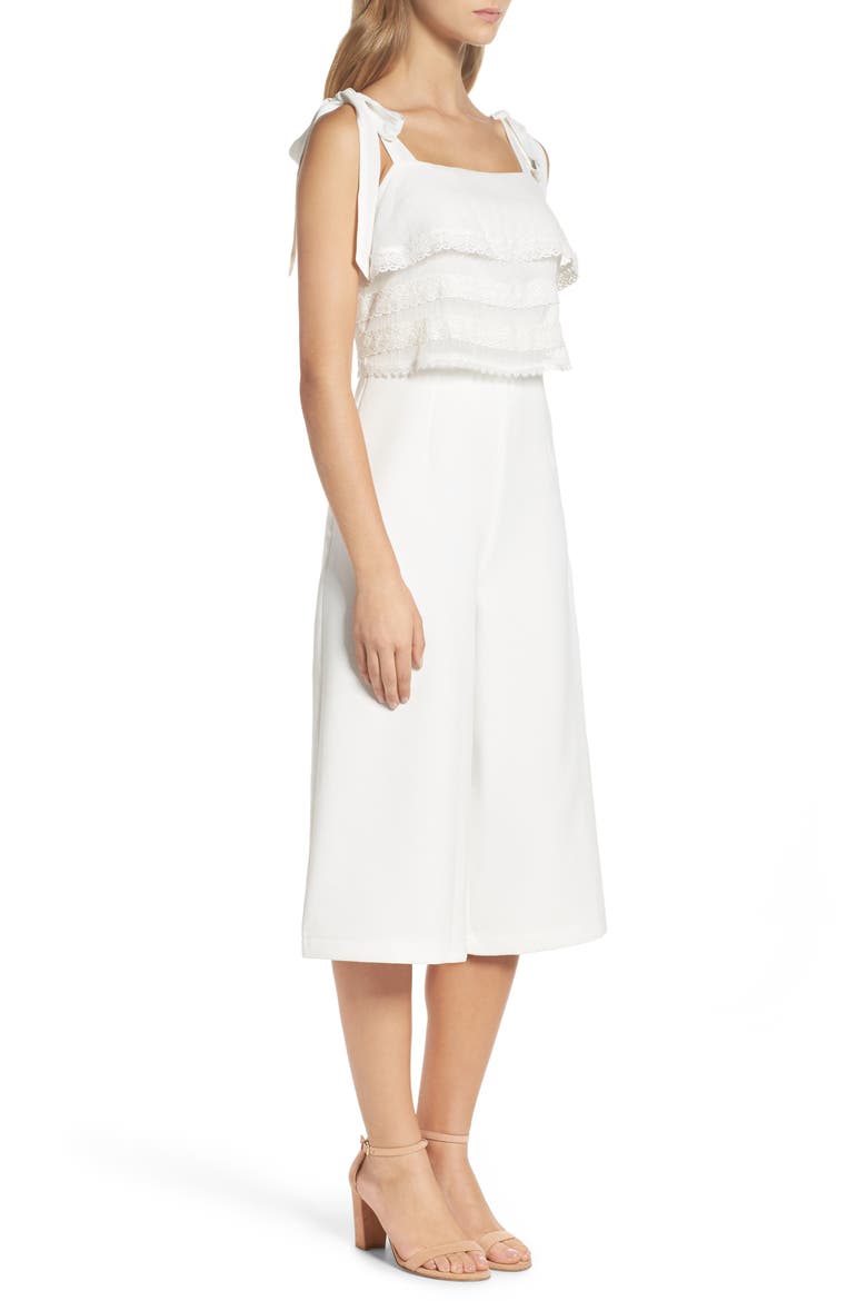 Popover Culotte Jumpsuit, Alternate, color, WHITE