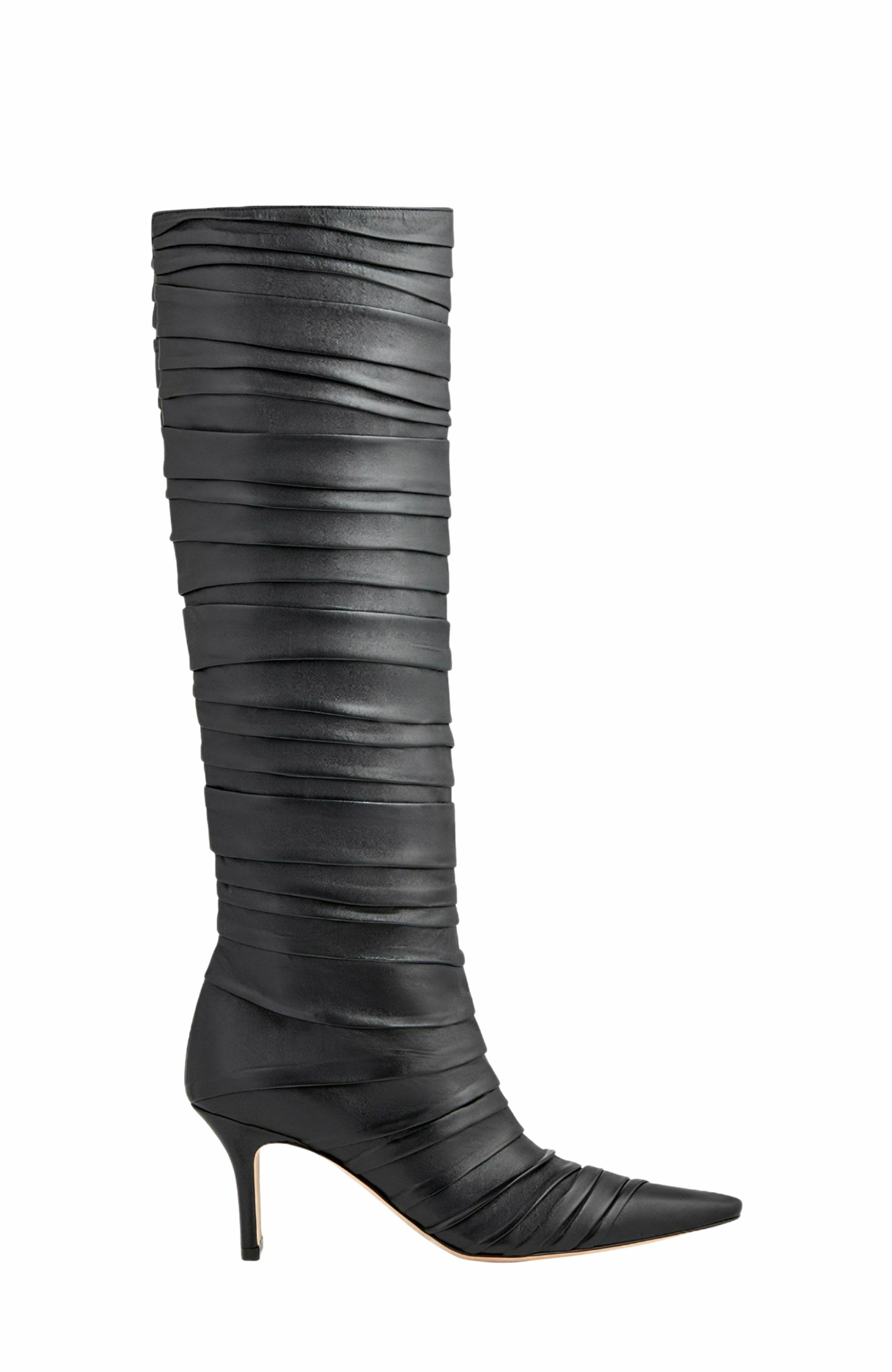 Neil J. Rodgers Plisse Knee Boot, Main, color, Black Nappa