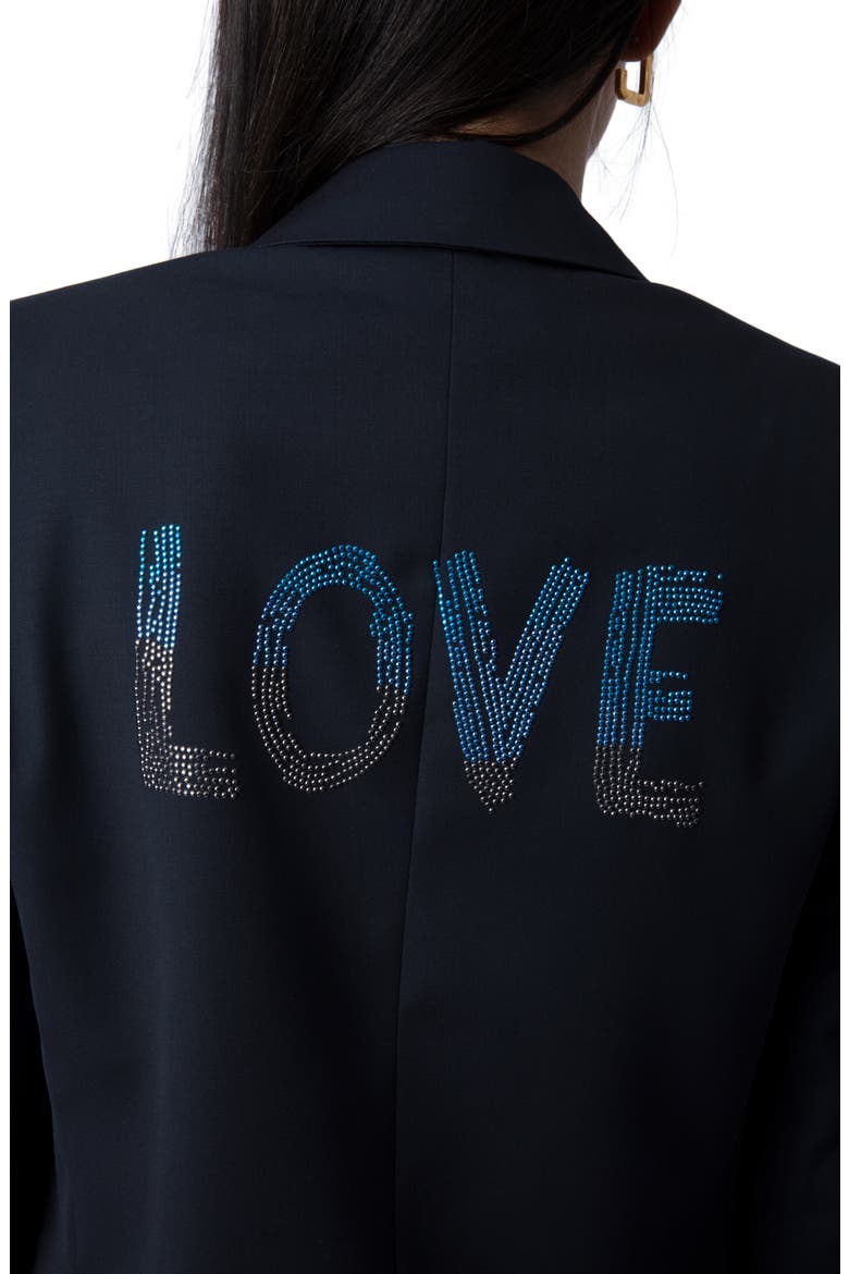Vedy Love Strass Virgin Wool Blazer, Alternate, color, NAVY