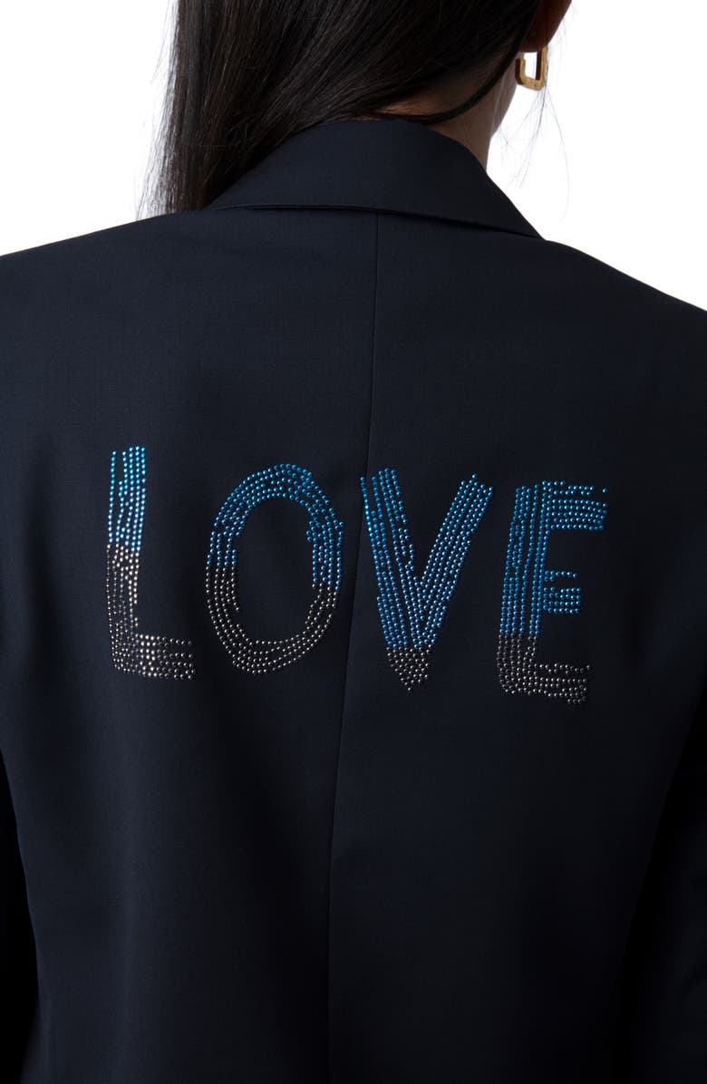 Zadig & Voltaire Vedy Love Strass Virgin Wool Blazer, Alternate, color,