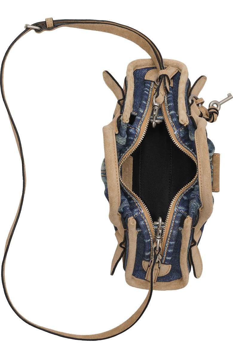 Marc Jacobs The Small Cristina Denim Suede Satchel, Alternate, color, Dark Wash Indigo