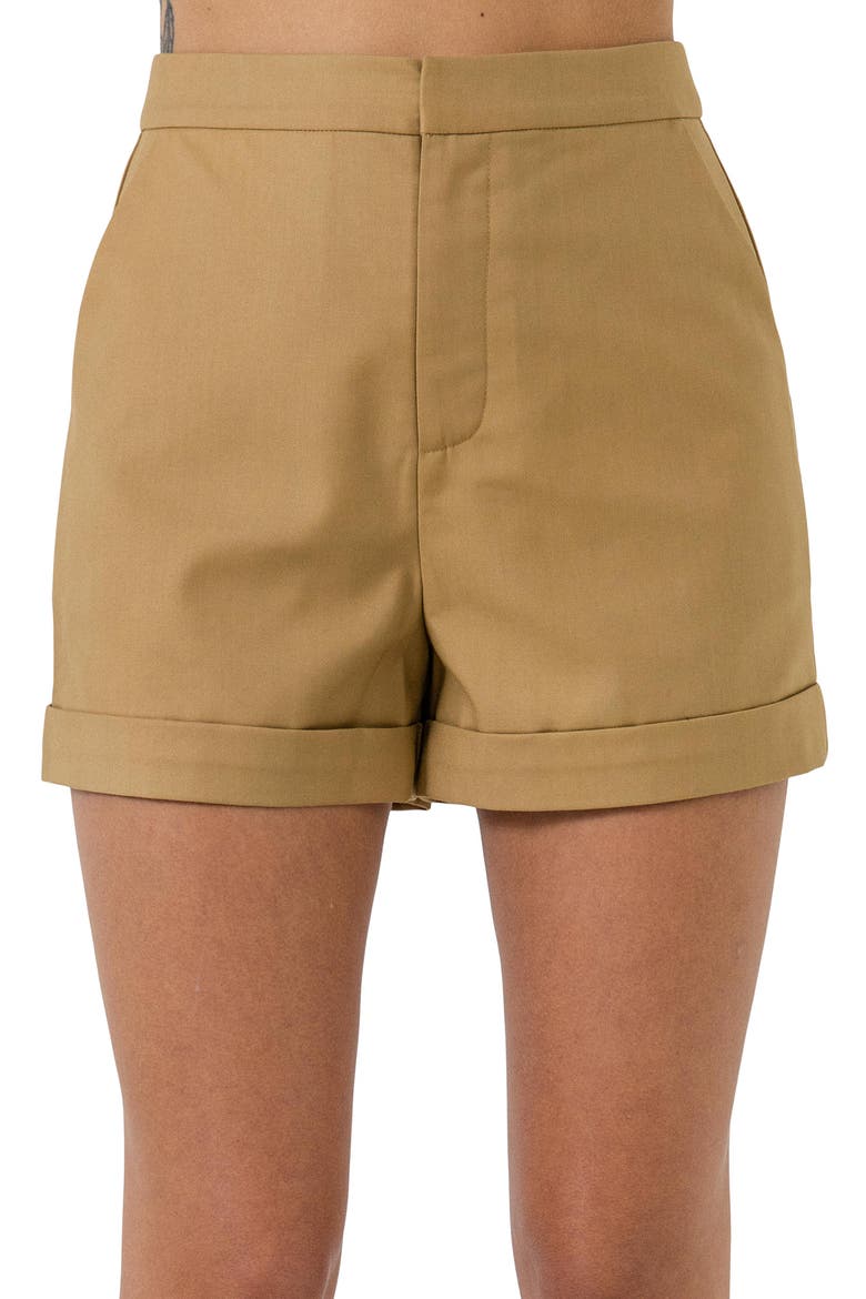 Tailored High Waist Shorts, Alternate, color, BROWN