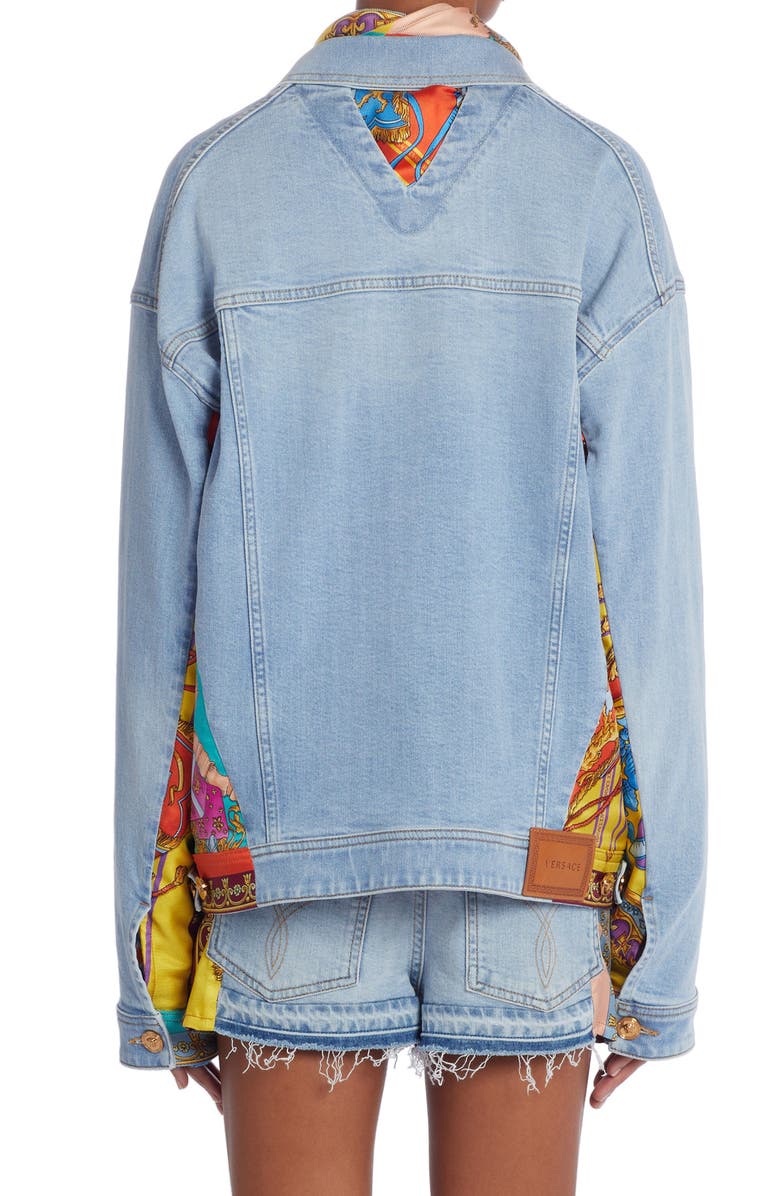 Versace Mixed Media Denim Jacket, Alternate, color,