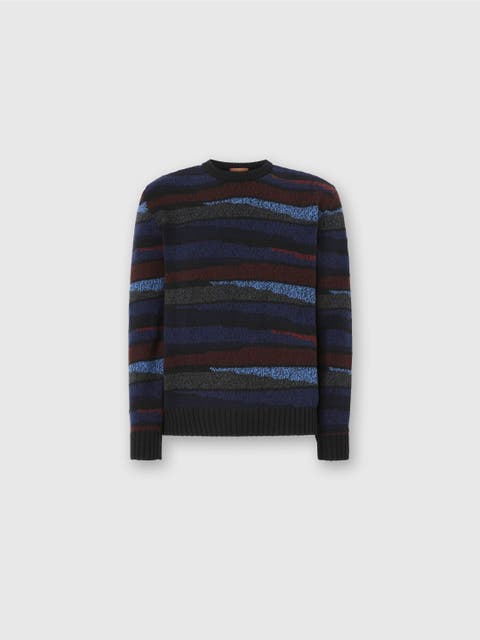 Crew Neck Sweater With Striped Inlay