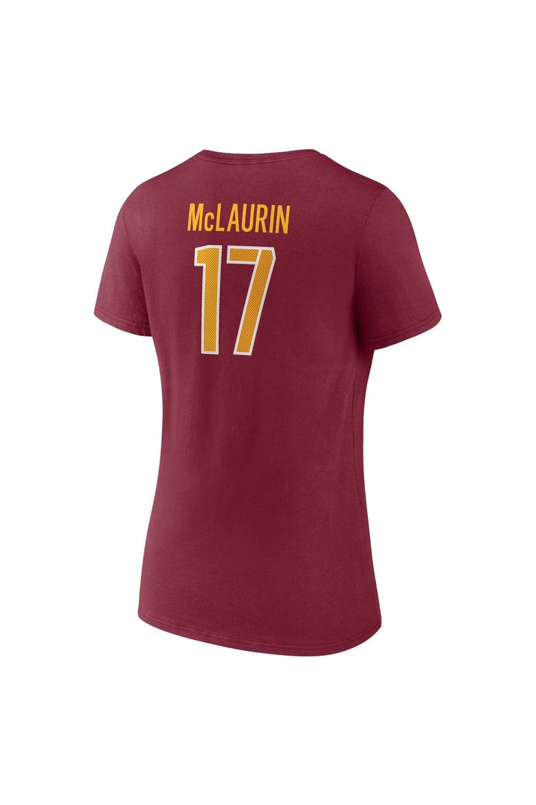 Women's Fanatics Branded Terry McLaurin Burgundy Washington Commanders Player Icon Name & Number V-Neck T-Shirt, Alternate, color, Burgundy