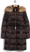 Michael Kors Faux Fur Trim Hooded Puffer Walker Coat