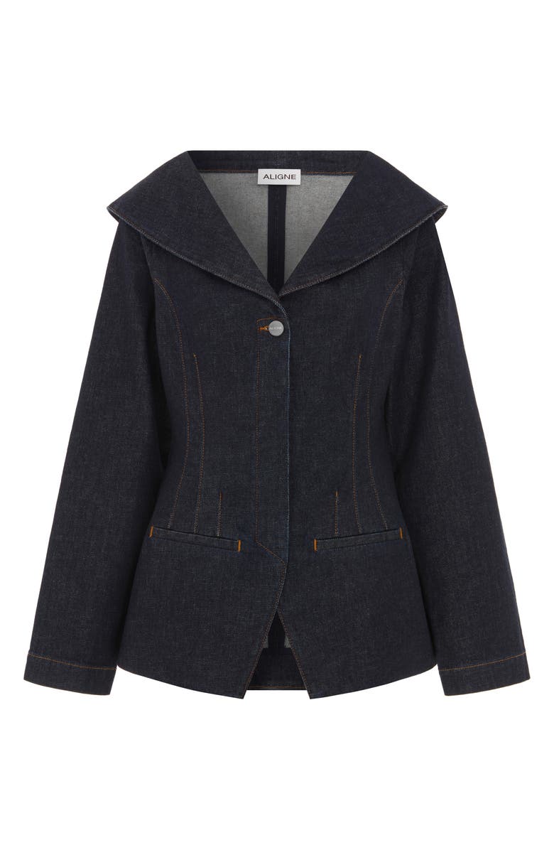ALIGNE Elle Shawl Collar Denim Jacket, Alternate, color, Indigo