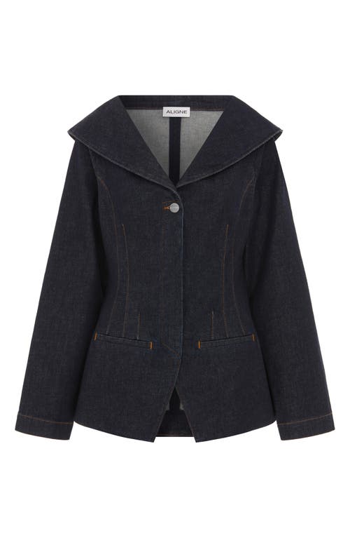 Aligne Elle Shawl Collar Denim Jacket In Blue