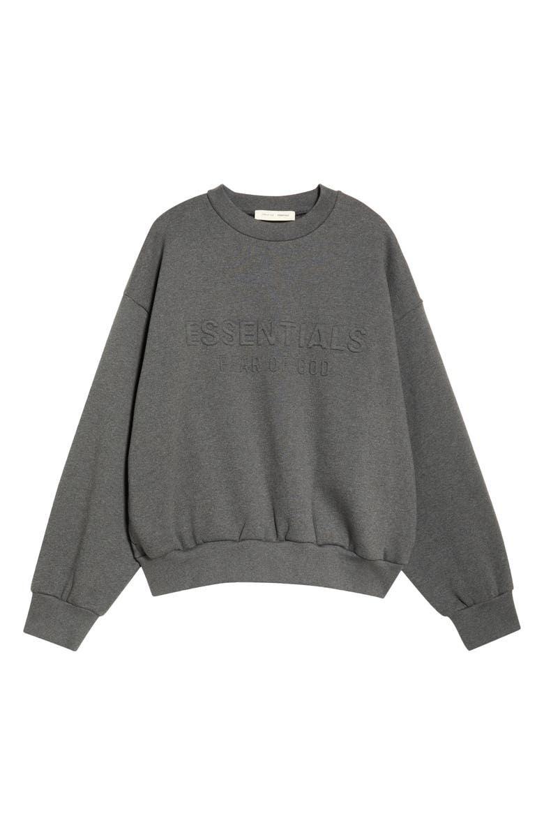 Fear of God Essentials Classic Fit Fleece Crewneck Sweatshirt, Alternate, color, Charcoal Heather