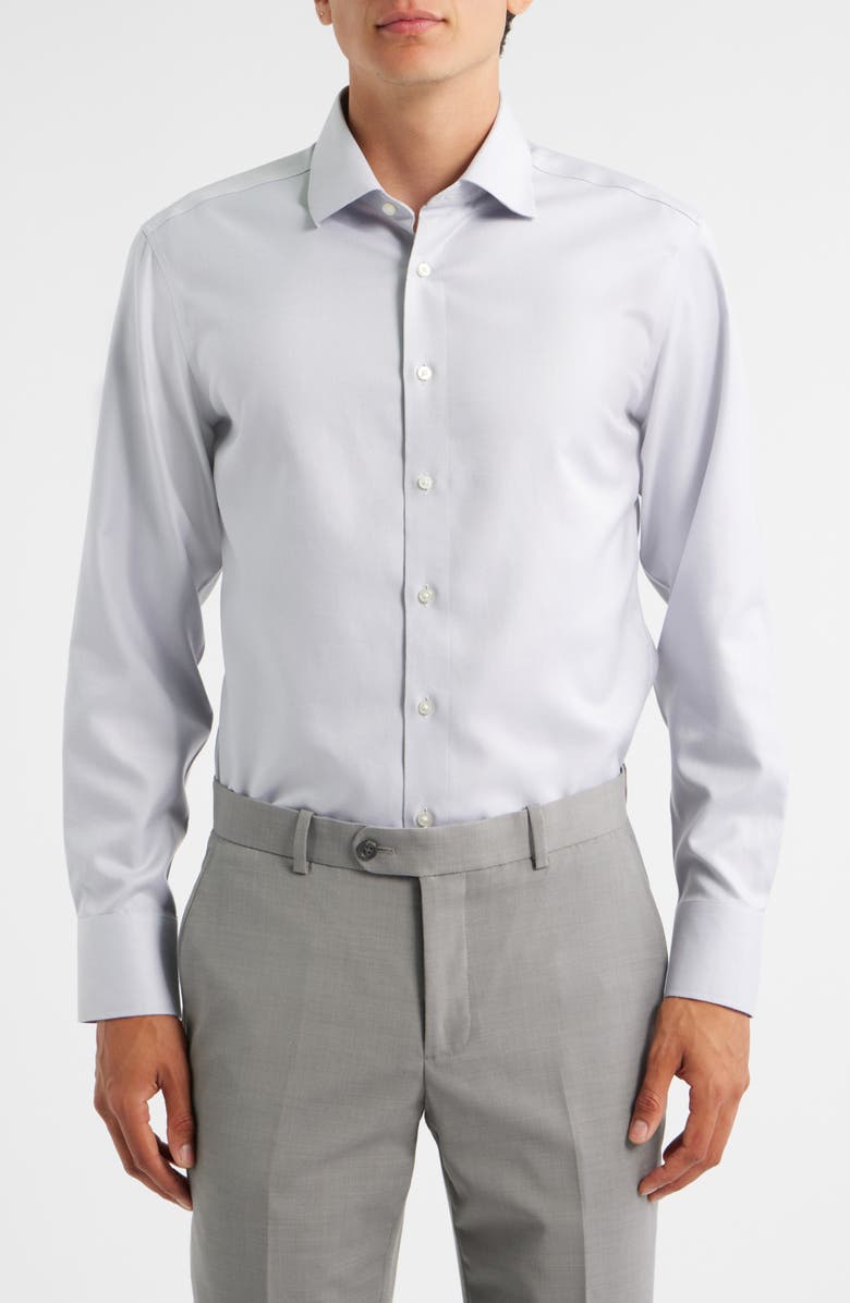 1863 by Eterna Royal Twill Slim Fit Solid Non-Iron Cotton Dress Shirt, Main, color, Silver
