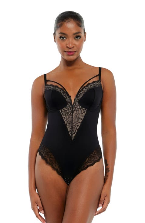 Shapewear Strappy Tummy Control Lace Inset Bodysuit