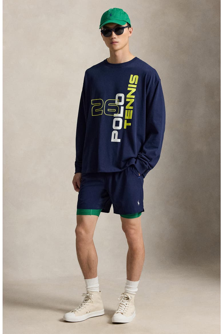 US Open 6-Inch Ball Crew Drawstring Shorts, Alternate, color, NAVY/ GREEN