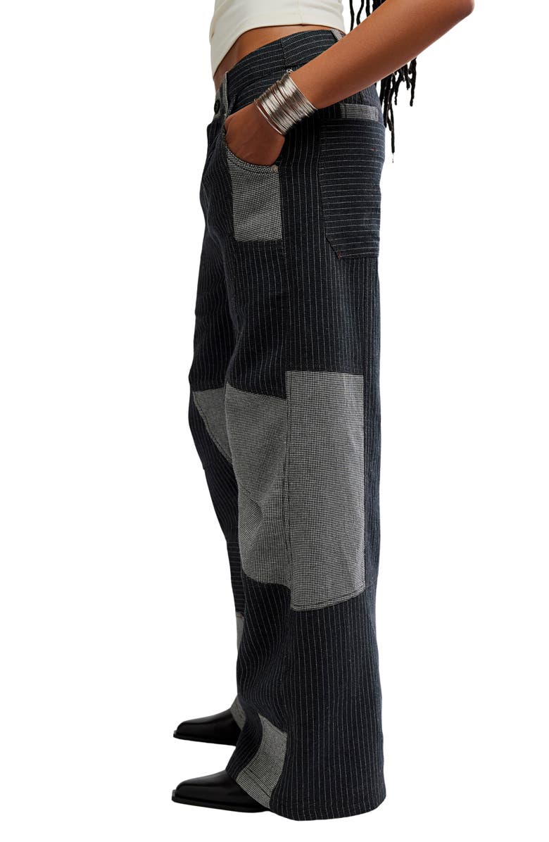 Free People This or That Patchwork Wide Leg Pants, Alternate, color, Black Combo