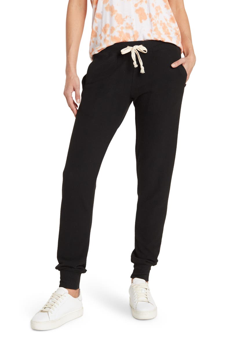 Yummy Pocket Brushed Knit Joggers, Main, color, BLACK