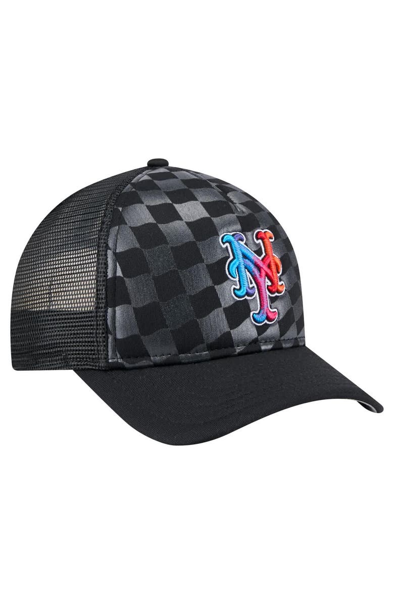 New Era Men's New Era Black New York Mets Gradient 9FORTY A-Frame M-Crown Trucker Adjustable Hat, Alternate, color,