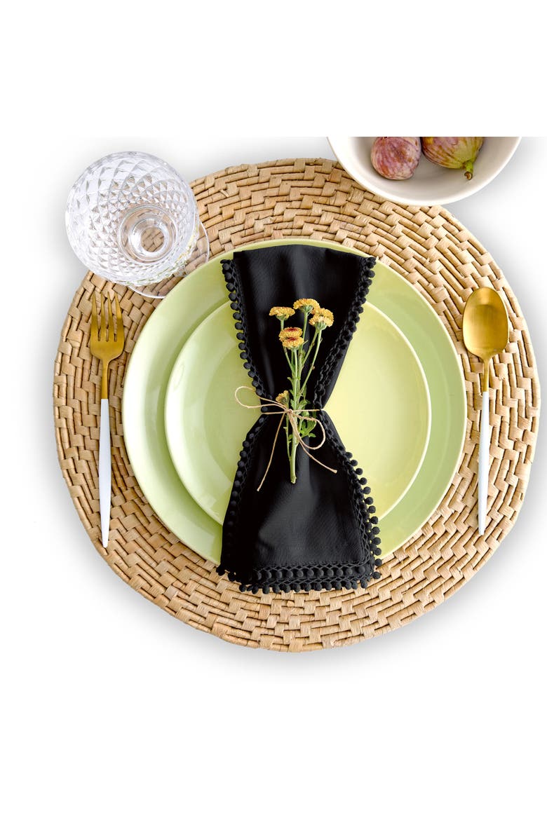 Linen Dinner Napkins Set of 4, 20 x 20" - Maddie, Alternate, color, Black