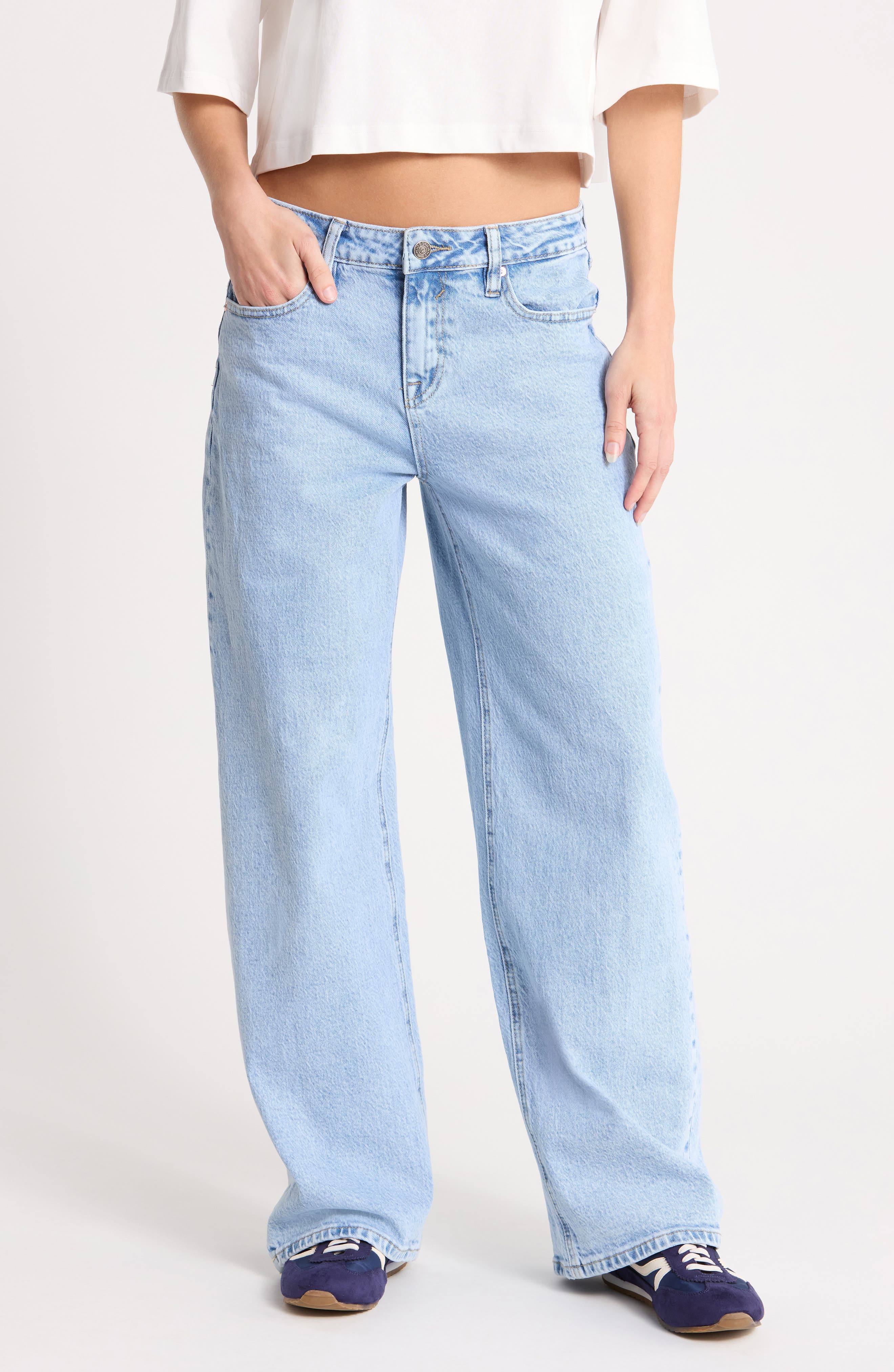 Slung Low Rise Wide Leg Jeans
