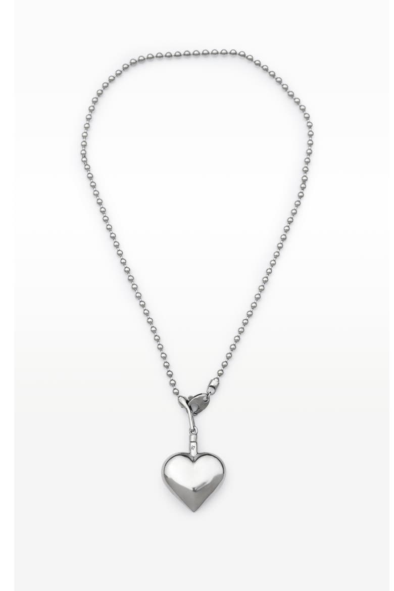Puffed Heart Necklace II, Alternate, color, Silver