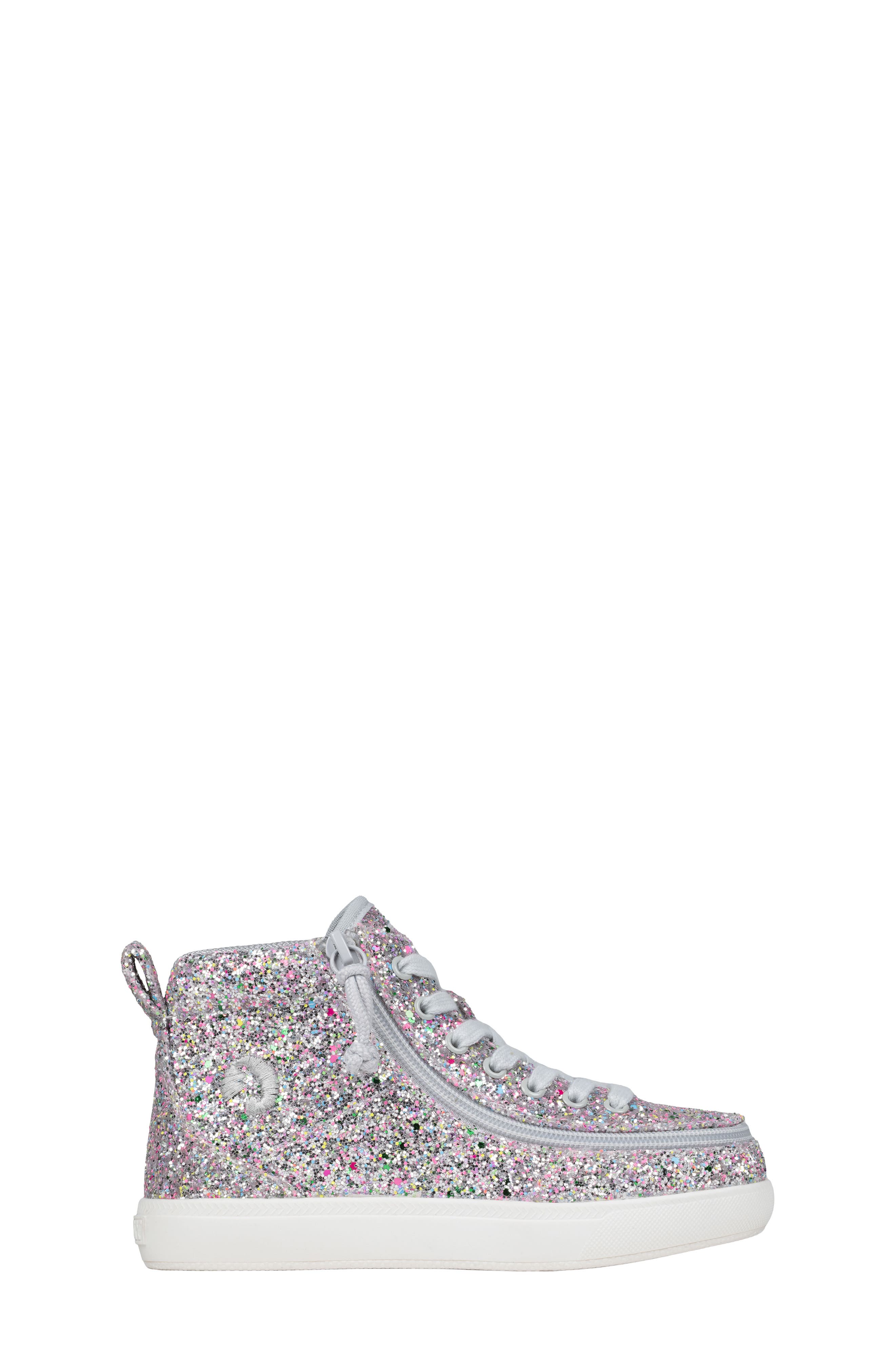 Kids' Silver Multi Glitter Classic D|R II High Zip Around Sneaker, Main, color, SILVER GLITTER
