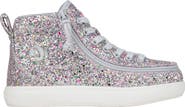 BILLY Footwear Kids' Silver Multi Glitter Classic D|R II High Zip Around Sneaker
