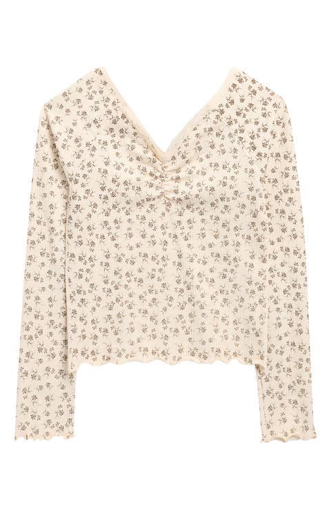 Kids' Floral Pointelle Top (Big Kid)