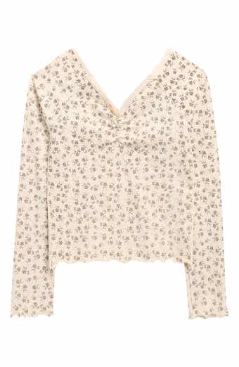 Kids' Floral Pointelle Top