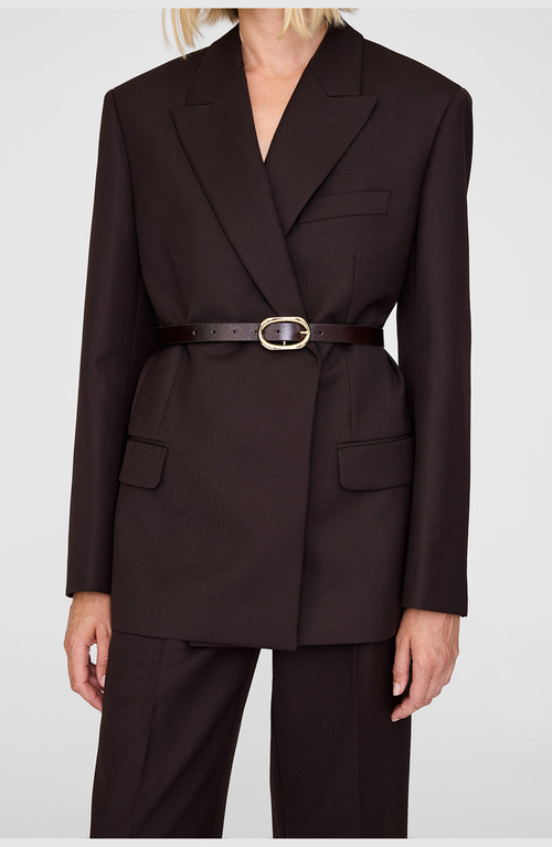 Anine Bing Small Signature Link Belt In Brown