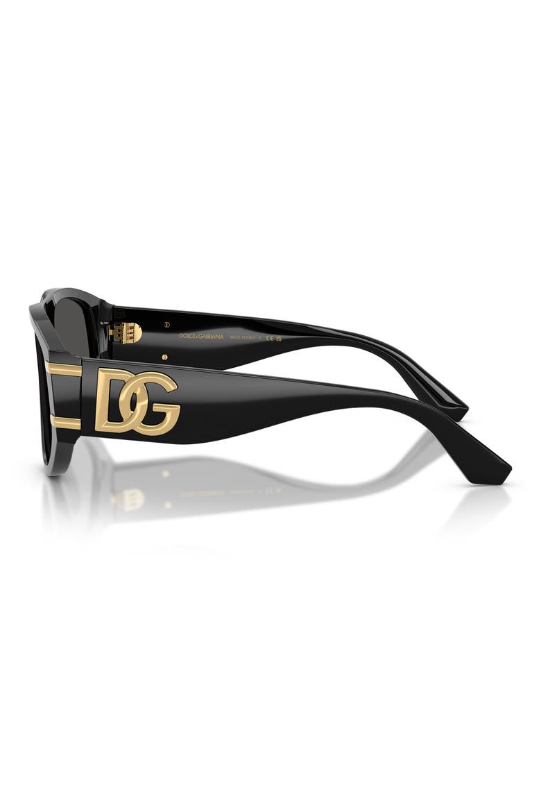 56mm Pilot Sunglasses, Alternate, color, BLACK / DARK GREY